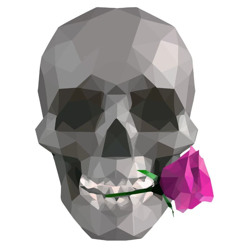 Low Poly Grey Skull – Geometrisch-Romantisch-Gothic