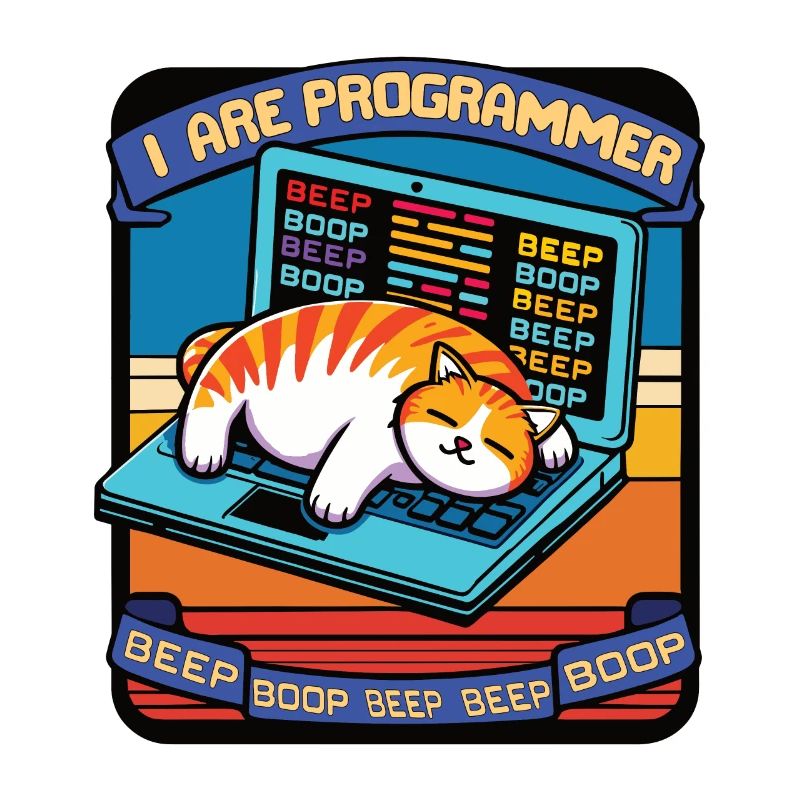I are programmer, fat sleeping cat