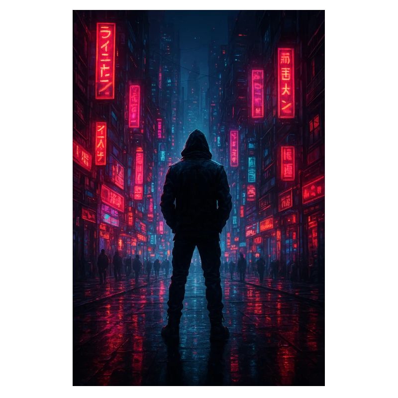 Néon nocturne dans la cyber-cité
