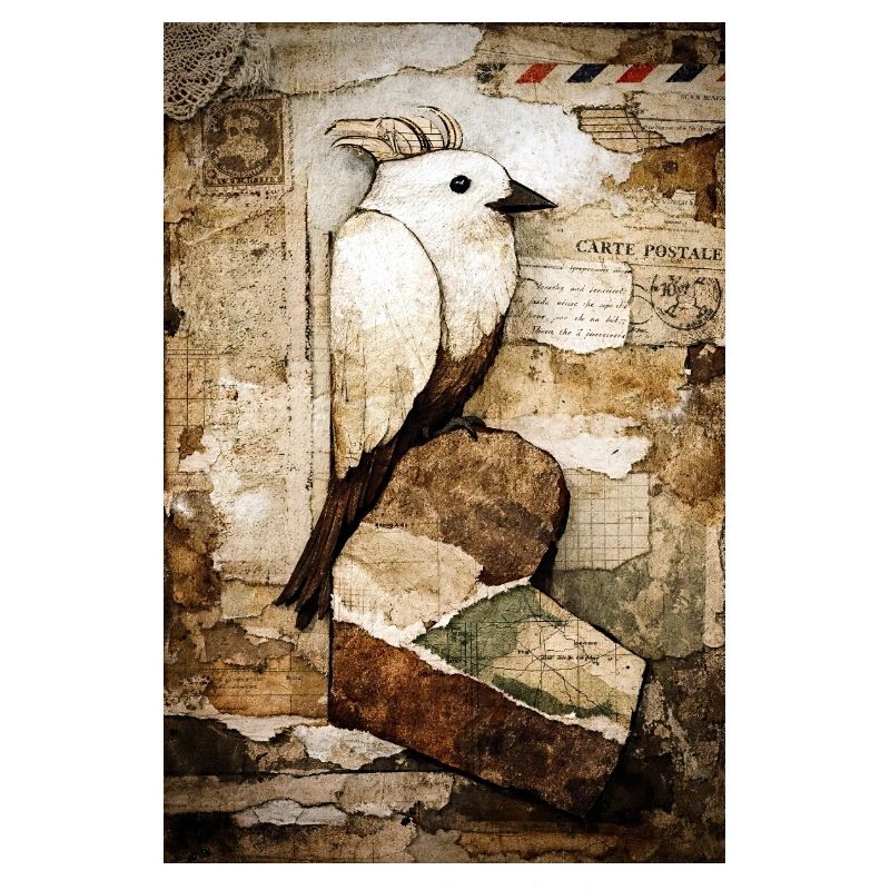 Perroquet blanc dans un collage vintage