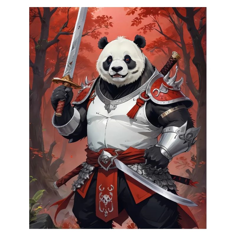 Ein monströses Ungetüm, ein Pandabär, Samurai