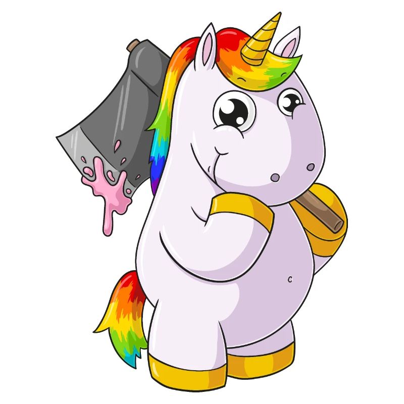 Comic Einhorn mit Axt