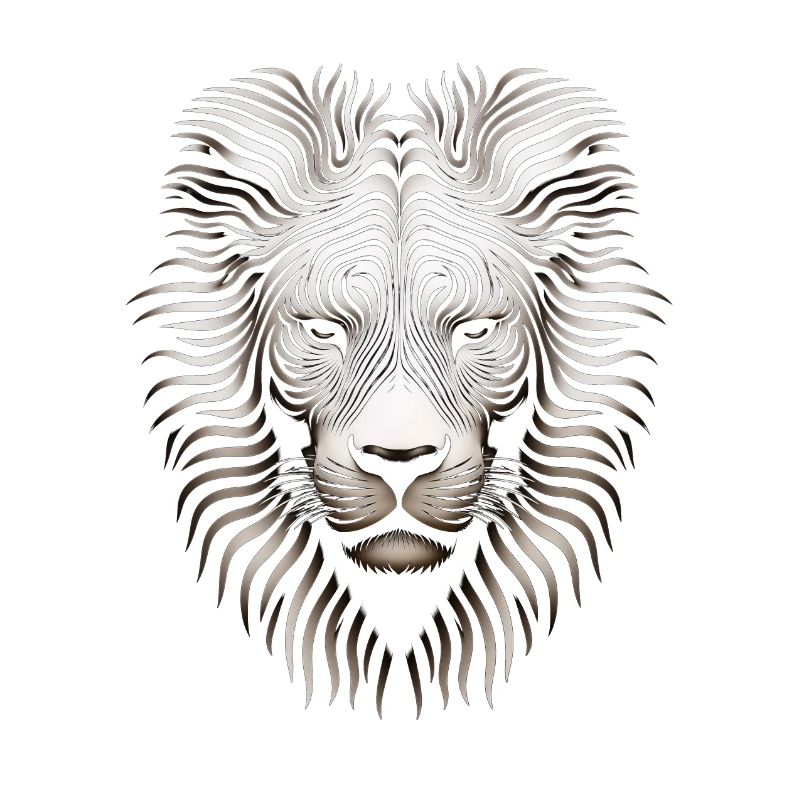 Imposing Op Art Lion Canvas Artwork