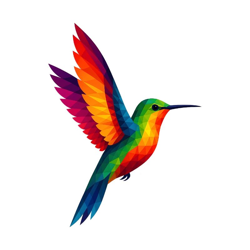 WPAP Style Polygon Animals - Hummingbird