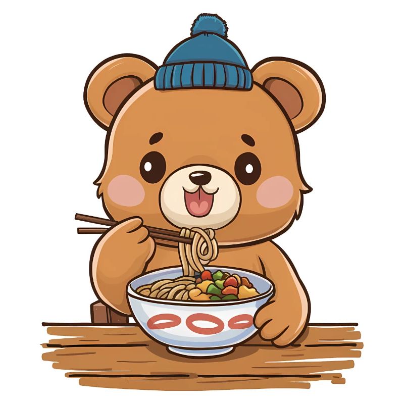 Ours Kawaii mangeant des ramen