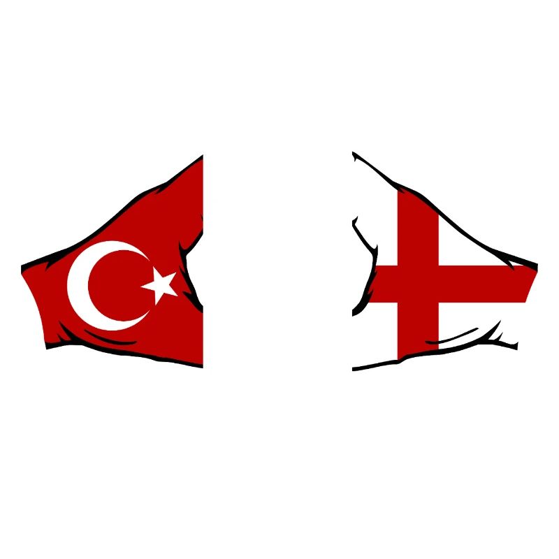 Turquie Angleterre Drapeau Mains Coeur Forme