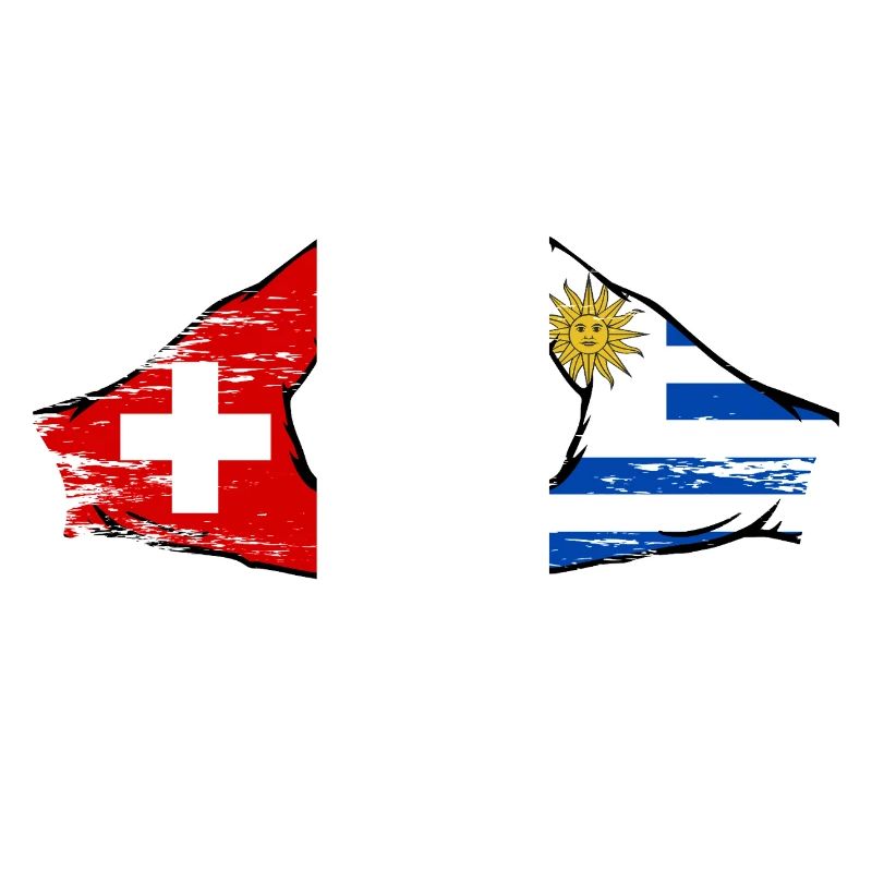 Suisse Uruguay Drapeau Mains Coeur Forme Utilisé