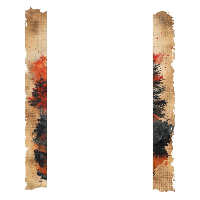 Classic Scenery Papyrus Scroll Onsen Japanese