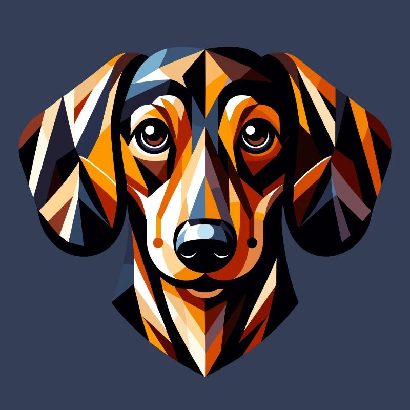 Farbenfroher Dackel: Geometrisches Low-Poly-Artwork