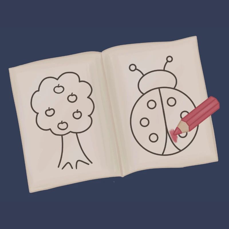 Tree and Ladybug Doodle Sketch