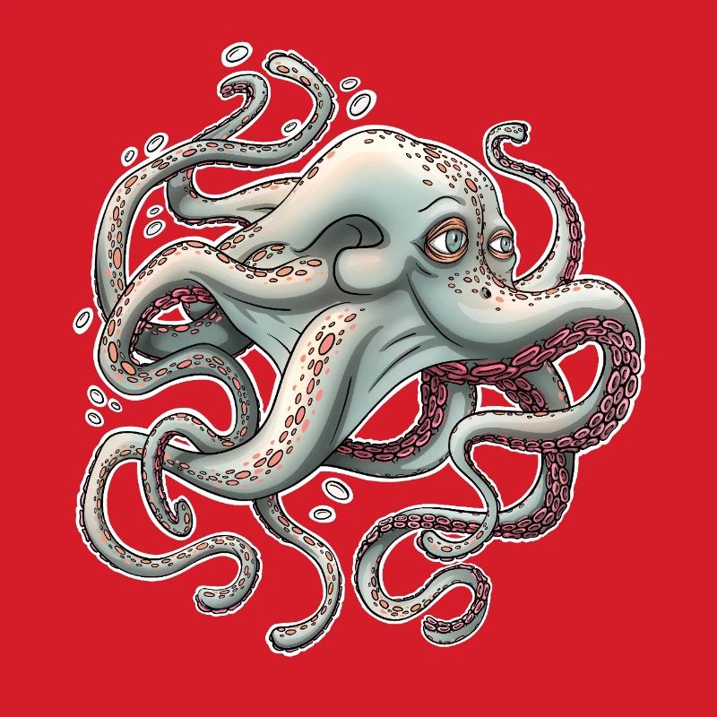 Whimsical Octopus with Dreamy Expression