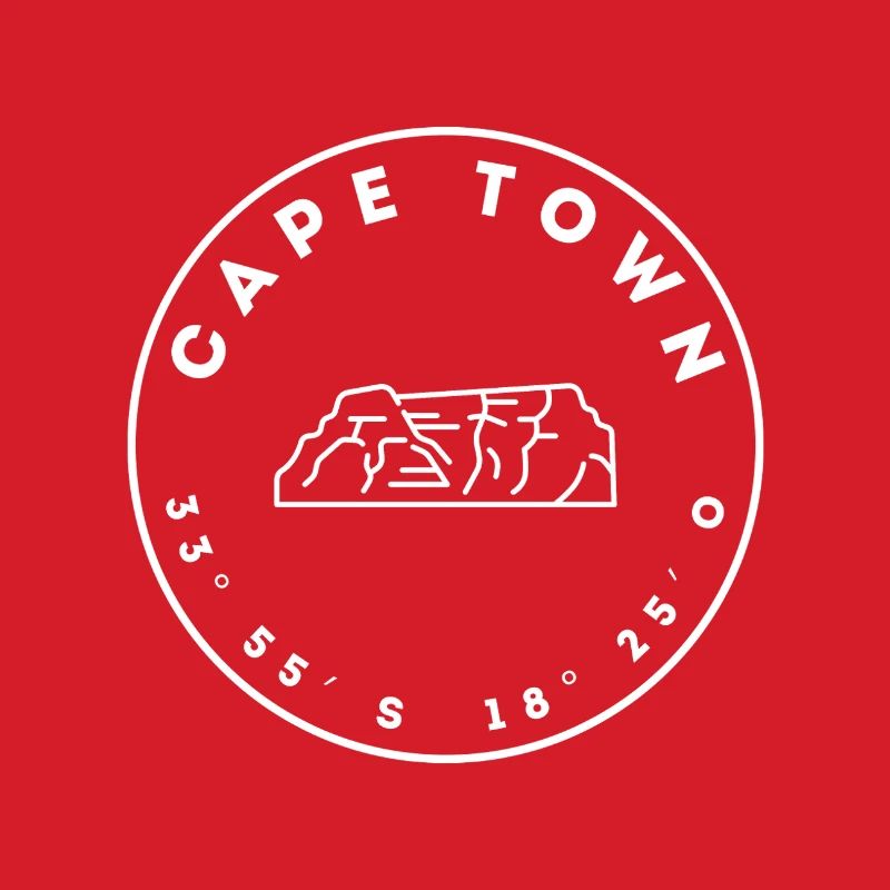 Cape Town with Table Mountain and coordinates