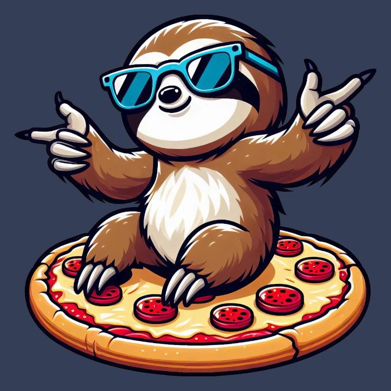 Cool sloth dancing with pizza for pizza lovers