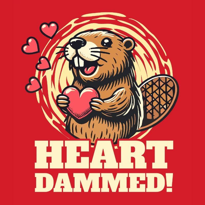 Heart Dammed - Cute Beaver Design for Valentine's Day