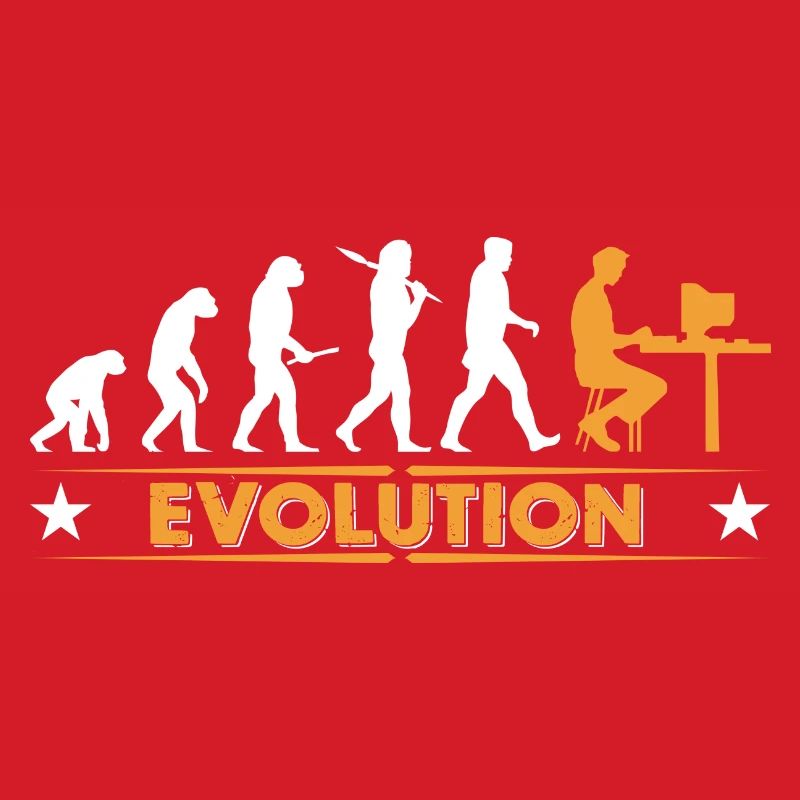 Computer Nerd Evolution - orange/weiss