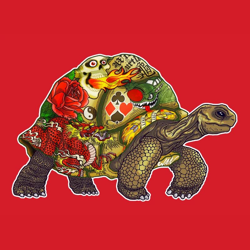 Turtle Tattoo - white contour