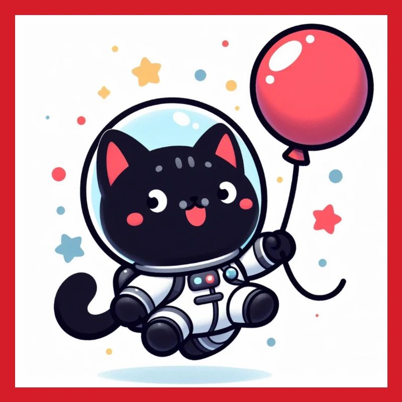 Chat mignon de l’espace en combinaison spatiale avec un ballon