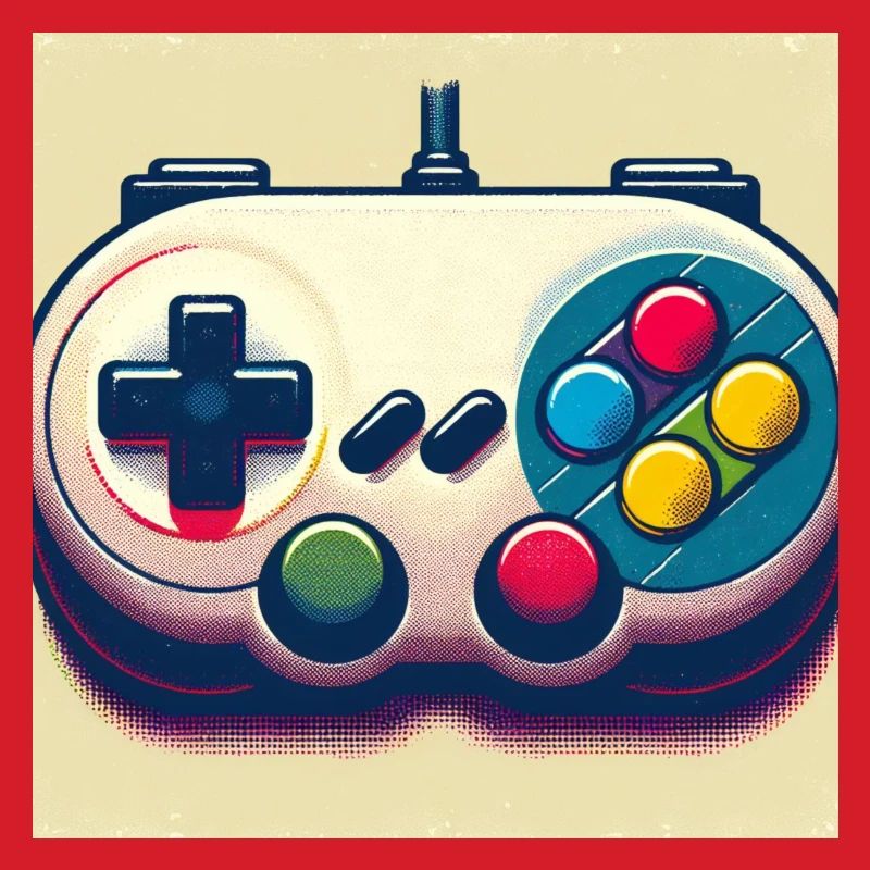Retro Gamepad in Risograph