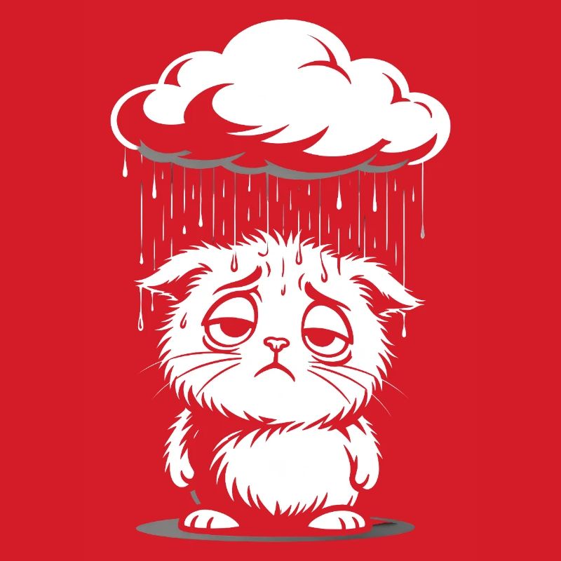Sad Cat - Retro Comic Kitten