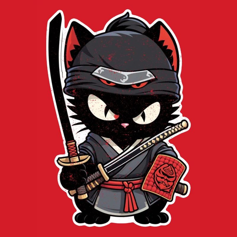 chat ninja - chaton samourai