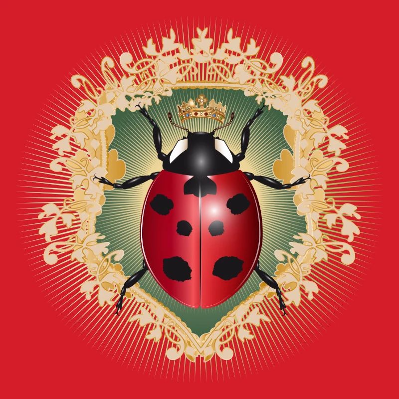 red glowing ladybug with crown in frame