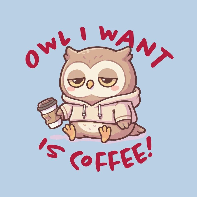 Sweat à capuche Coffee Love Owl Pullover