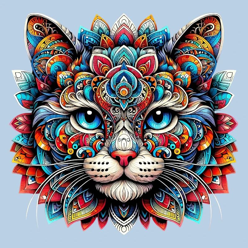 Chat décoré de Mandalas