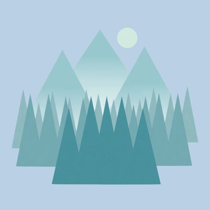 Astral mountain landscape in blue tones