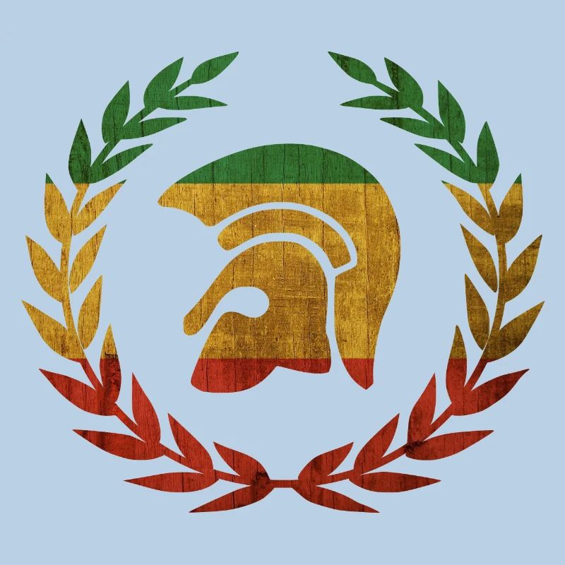 Trojan helmet in a laurel wreath
