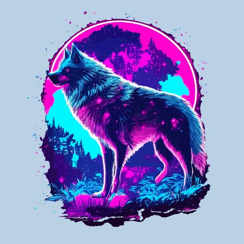 Wolf's Art Psychedelic Neon Synthwave