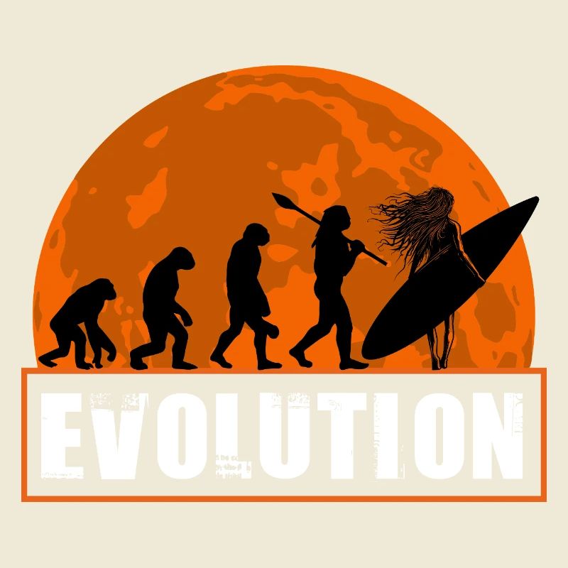 Évolution de la silhouette vintage du coucher de soleil surf