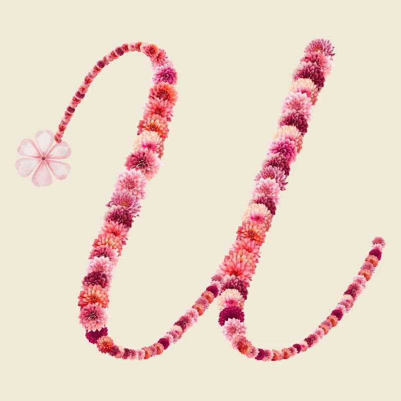 Romantisches Blumenmonogramm "U"