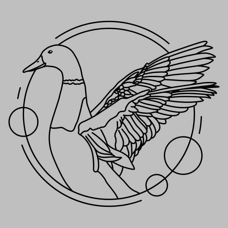 Canard aux ailes déployées - géométrique