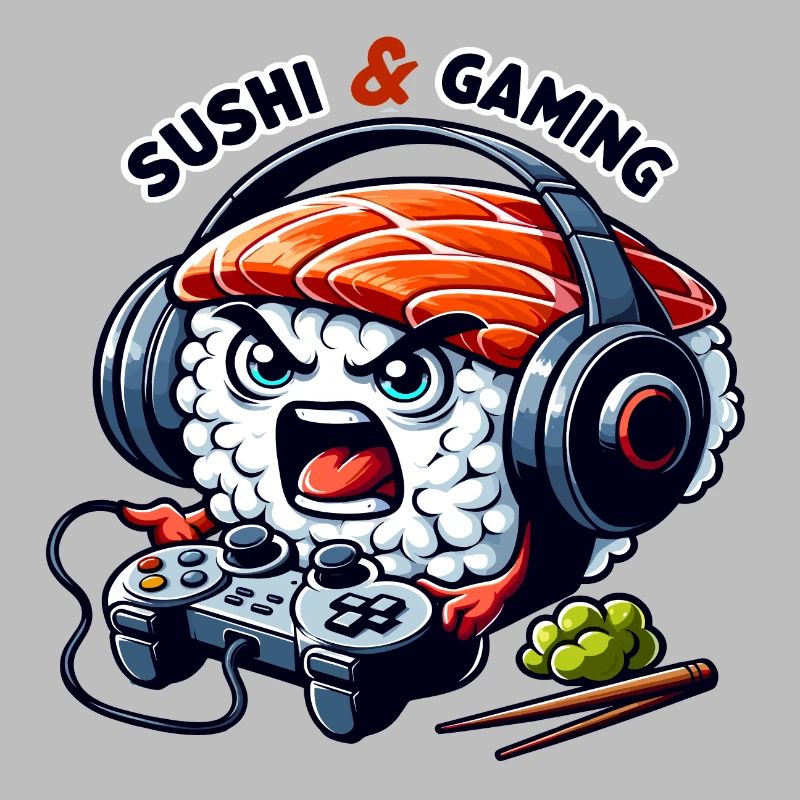 Sushi playing video games