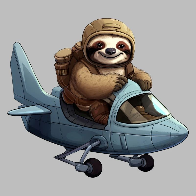 Cute Sloth Pilot Airplane Glider