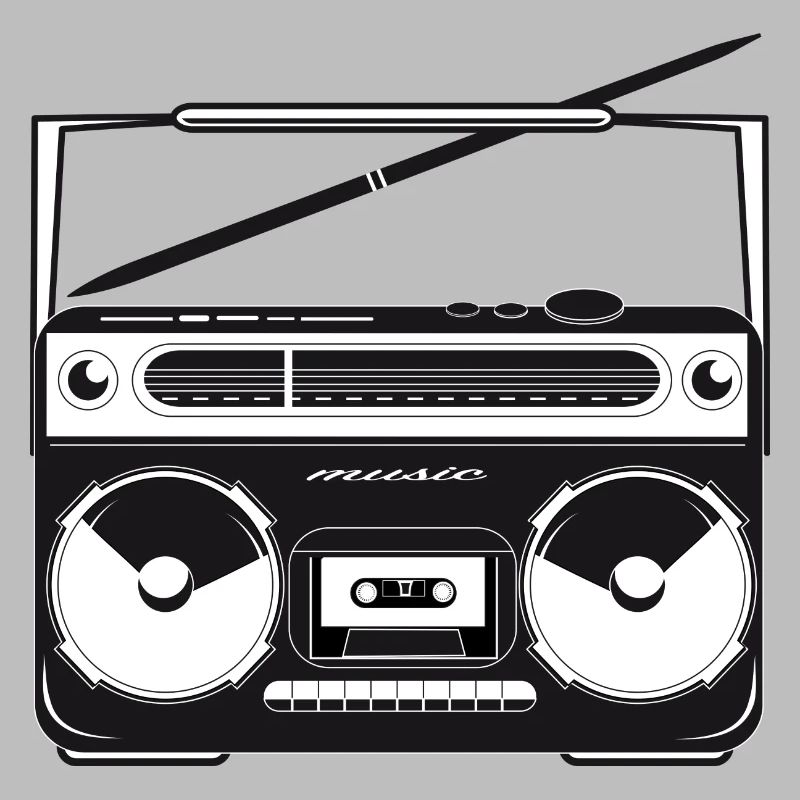 Cassette recorder in 80s stencil look