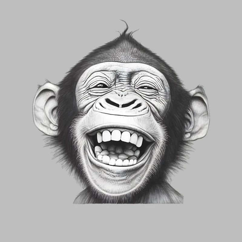Singe Rieur Noir & Blanc