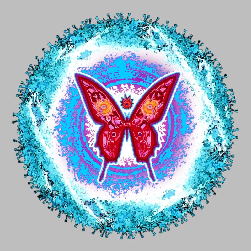 Glowing butterfly with mental pattern