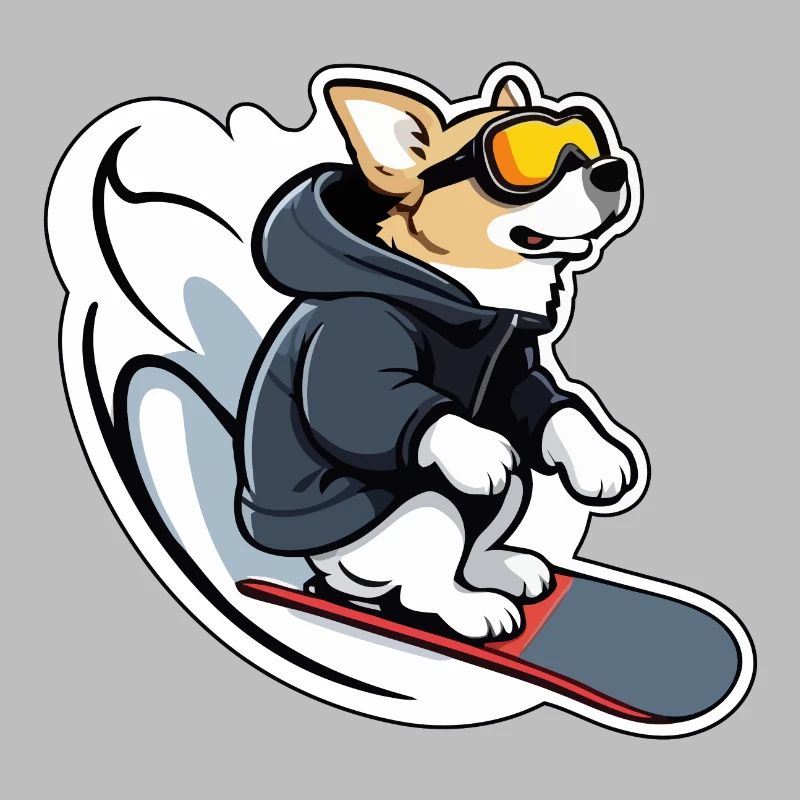 Chien de snowboard