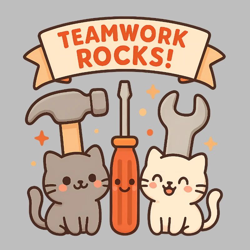 Teamwork Rocks – Cute Cats with Tools