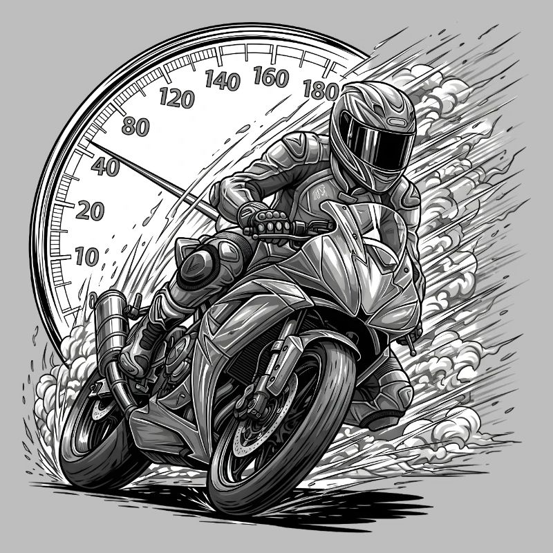 Biker, der von Geschwindigkeit angetrieben wird