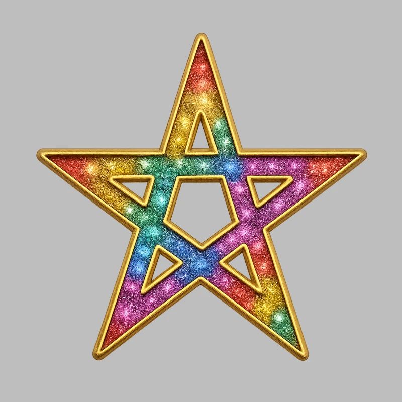 Pentagramm | Leuchtender Regenbogen-Stern