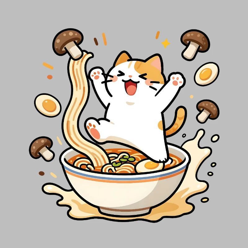 Glückliche Ramen-Katze