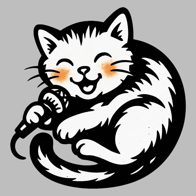 Cat singer with microphone
