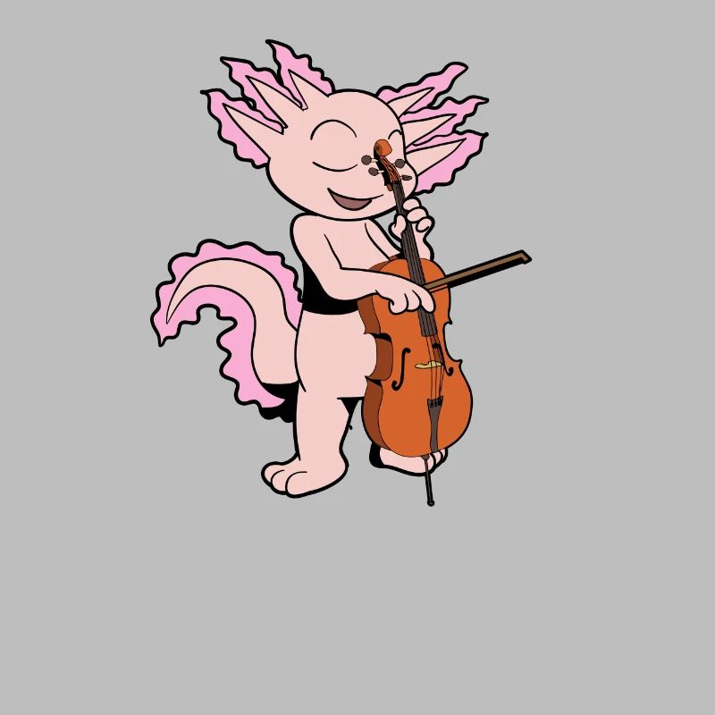Comic Axolotl joue du violoncelle
