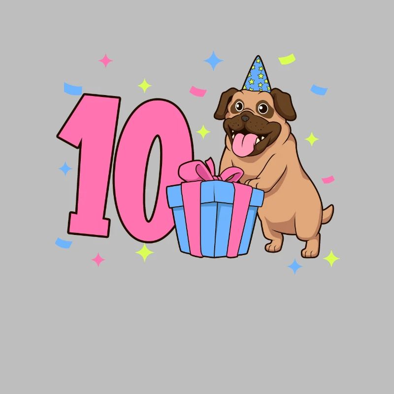 Mit Mops - Mädchen Geburtstag 10 Jahre