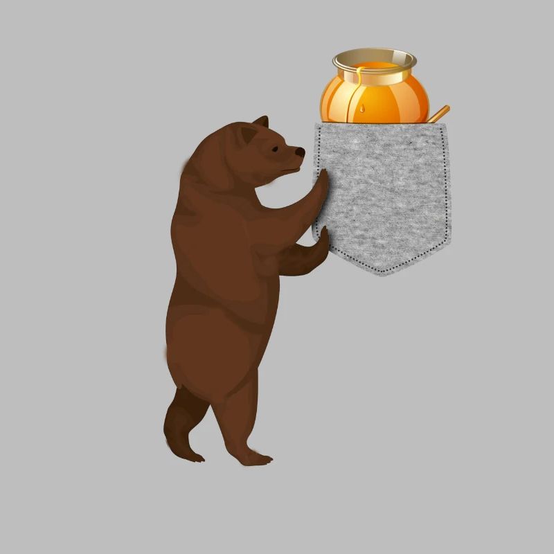 Bär greift nach Honigfass in Ihrer falschen Tasche