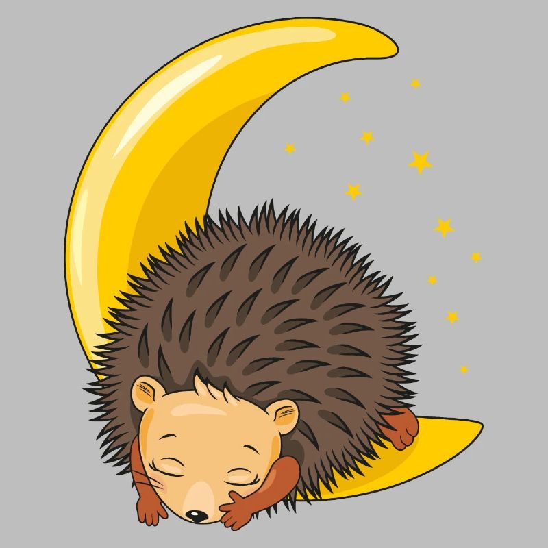 Hérisson mignon dormant sur la lune