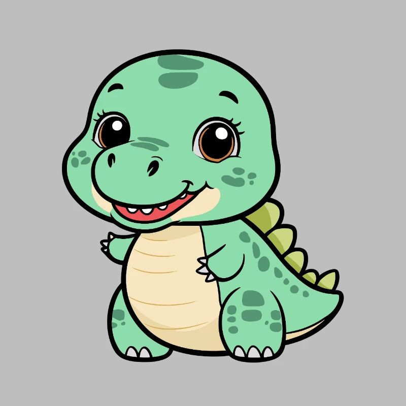 Cute Dino with a Grin - Green