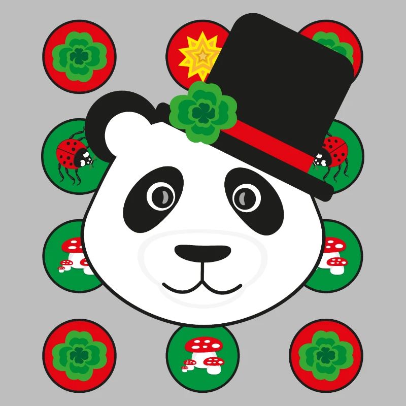 Neujahr Panda mit Kleeblatt.